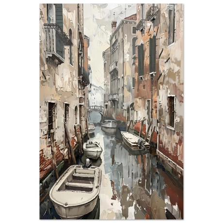 Venetian Canal Serenity – Gondola Boats Wall Art Print - Fine Art Poster - 40x60 cm / 16x24″ - 