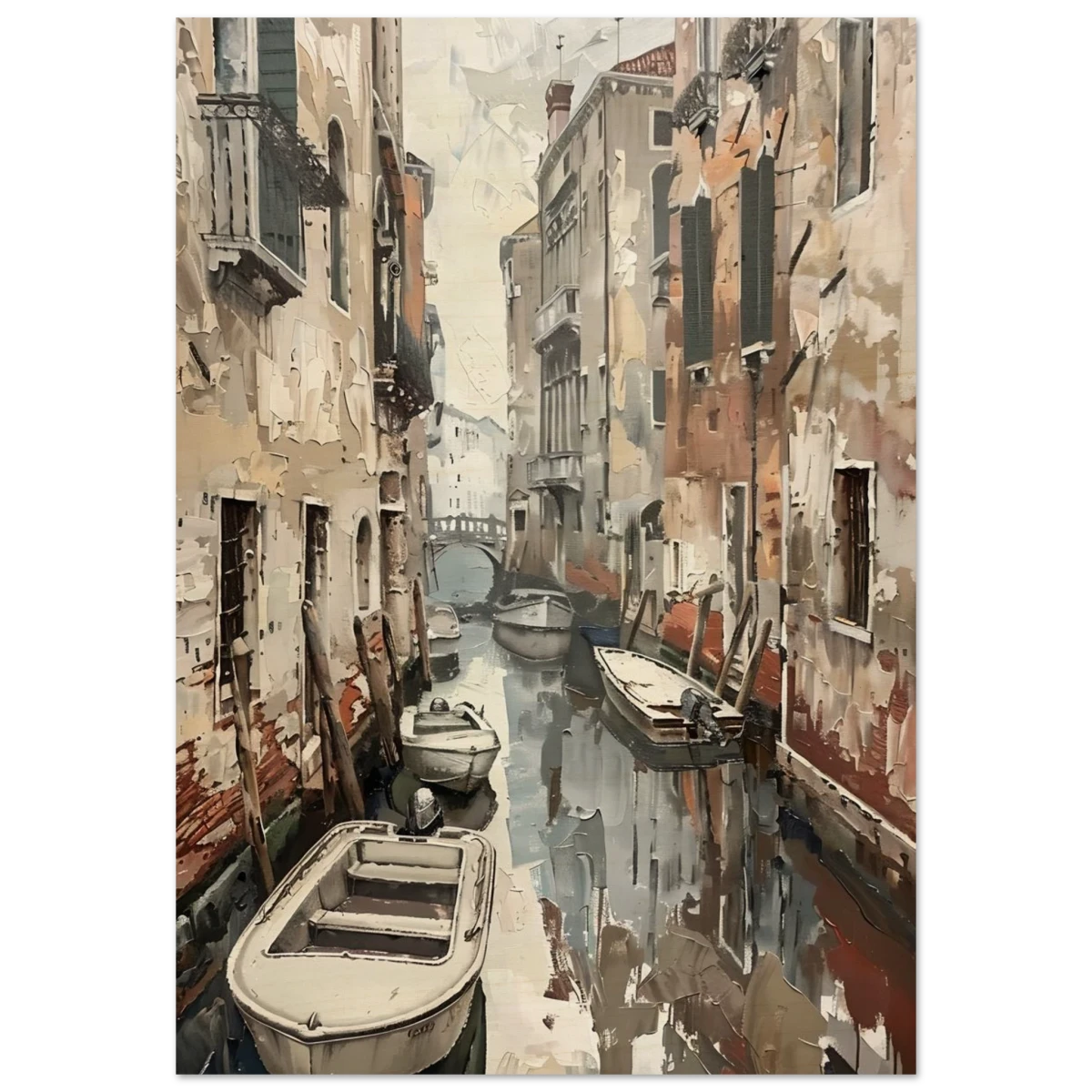 Venetian Canal Serenity – Gondola Boats Wall Art Print - Wood Prints - 70x100 cm / 28x40″ - 