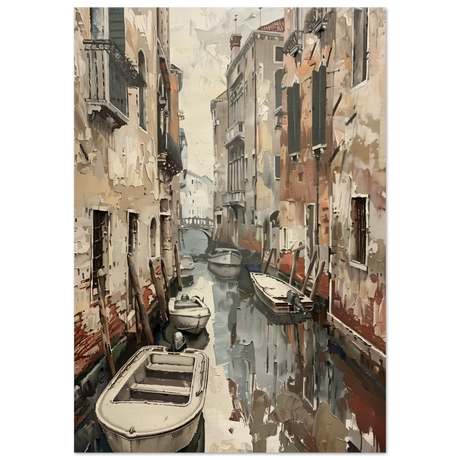 Venetian Canal Serenity – Gondola Boats Wall Art Print - Wood Prints - 70x100 cm / 28x40″ - 