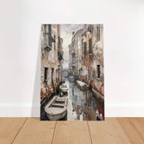 Venetian Canal Serenity – Gondola Boats Wall Art Print - Brushed Aluminum Print - 60x90 cm / 24x36″ - 