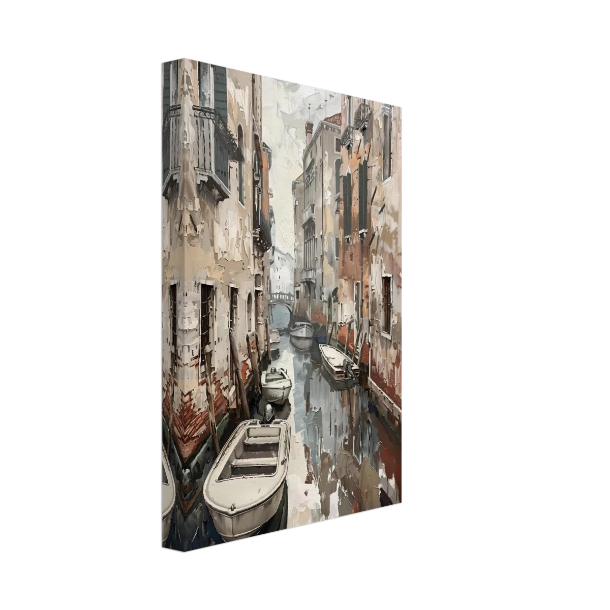 Venetian Canal Serenity – Gondola Boats Wall Art Print - Canvas - 20x30 cm / 8x12″ - 