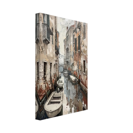 Venetian Canal Serenity – Gondola Boats Wall Art Print - Canvas - 20x30 cm / 8x12″ - 