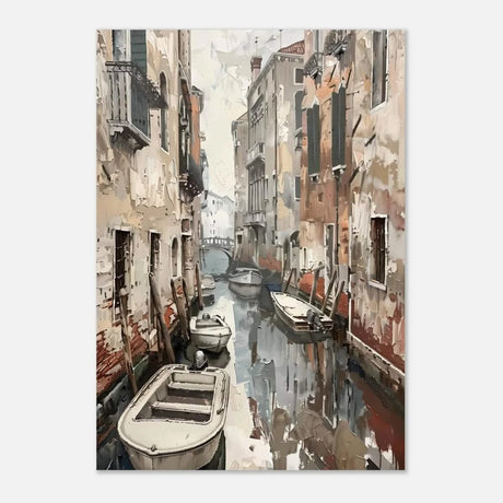 Venetian Canal Serenity – Gondola Boats Wall Art Print - Aluminum Print - 70x100 cm / 28x40″ - 
