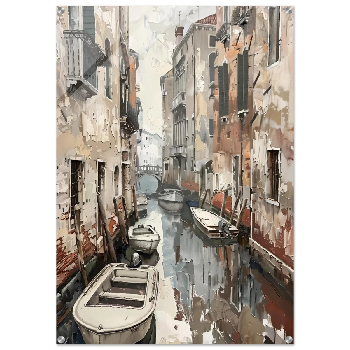 Venetian Canal Serenity – Gondola Boats Wall Art Print - Acrylic Print - 70x100 cm / 28x40″ - 