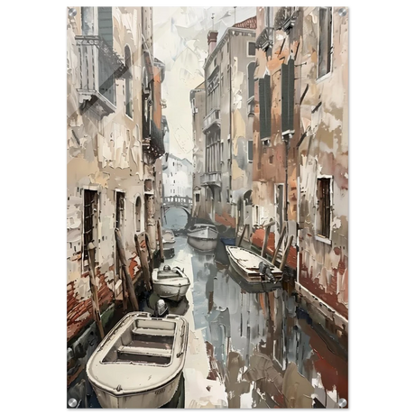 Venetian Canal Serenity – Gondola Boats Wall Art Print - Acrylic Print - 70x100 cm / 28x40″ - 