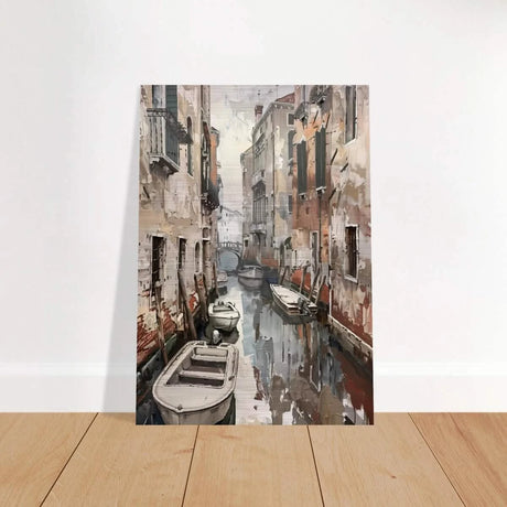 Venetian Canal Serenity – Gondola Boats Wall Art Print - Brushed Aluminum Print - 70x100 cm / 28x40″ - 