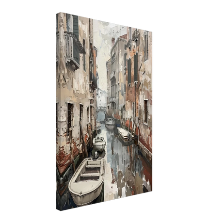Venetian Canal Serenity – Gondola Boats Wall Art Print - Canvas - 40x60 cm / 16x24″ - 