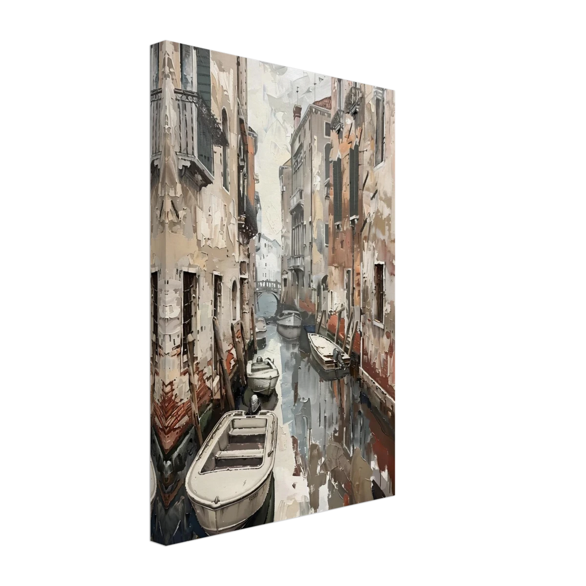 Venetian Canal Serenity – Gondola Boats Wall Art Print - Canvas - 30x45 cm / 12x18″ - 