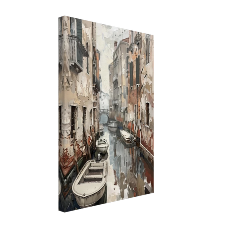 Venetian Canal Serenity – Gondola Boats Wall Art Print - Canvas - 30x45 cm / 12x18″ - 