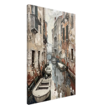 Venetian Canal Serenity – Gondola Boats Wall Art Print - Canvas - 60x90 cm / 24x36″ - 