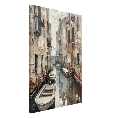 Venetian Canal Serenity – Gondola Boats Wall Art Print - Canvas - 60x90 cm / 24x36″ - 