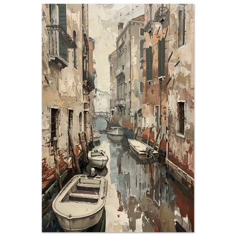 Venetian Canal Serenity – Gondola Boats Wall Art Print - Wood Prints - 50x75 cm / 20x30″ - 