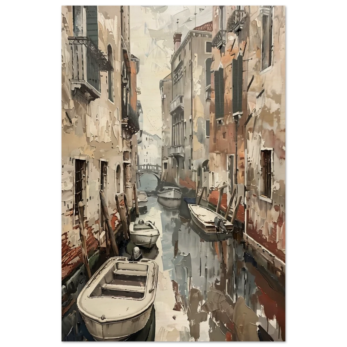 Venetian Canal Serenity – Gondola Boats Wall Art Print - Wood Prints - 60x90 cm / 24x36″ - 