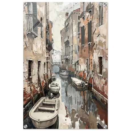 Venetian Canal Serenity – Gondola Boats Wall Art Print - Acrylic Print - 50x75 cm / 20x30″ - 
