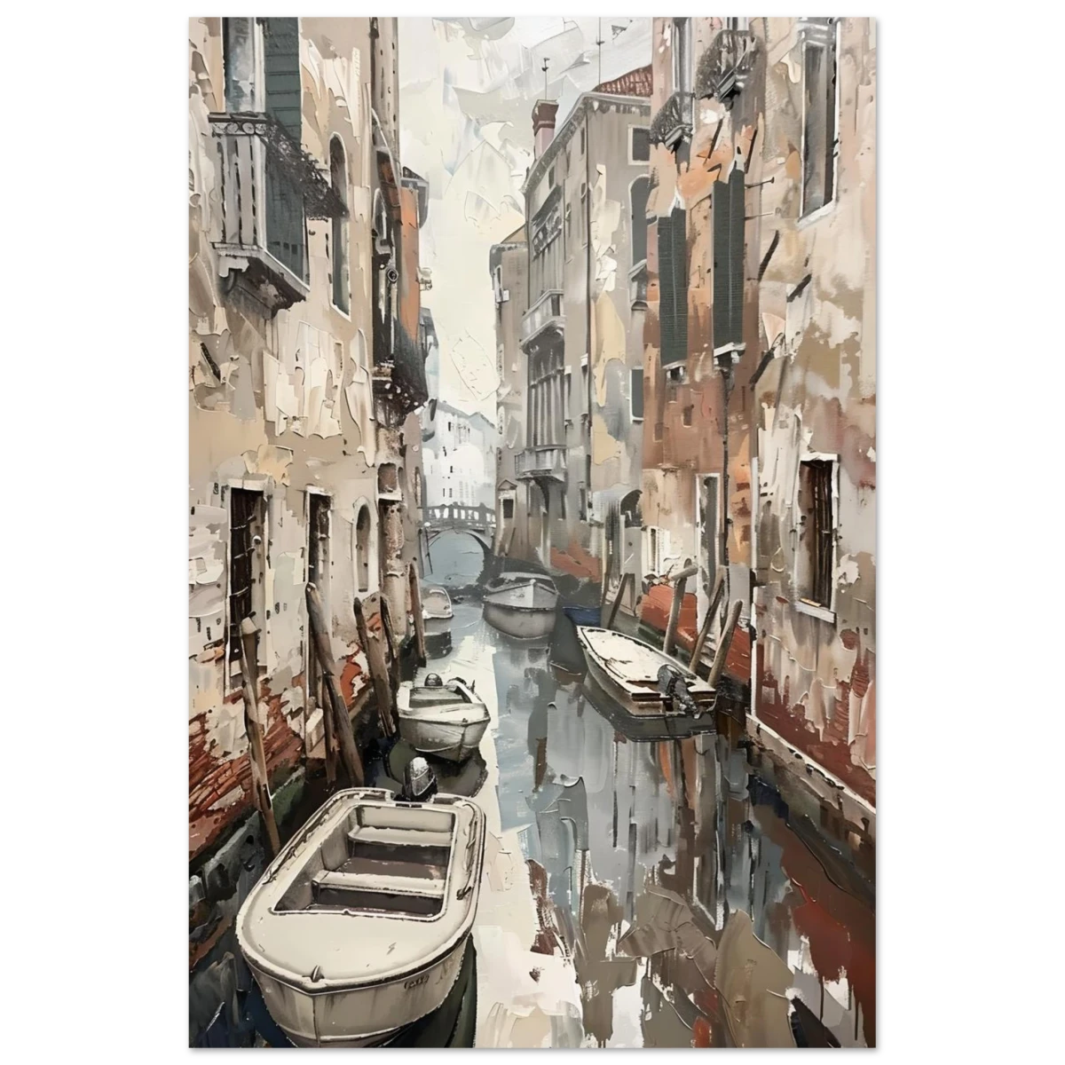 Venetian Canal Serenity – Gondola Boats Wall Art Print - Fine Art Poster - 30x45 cm / 12x18″ - 