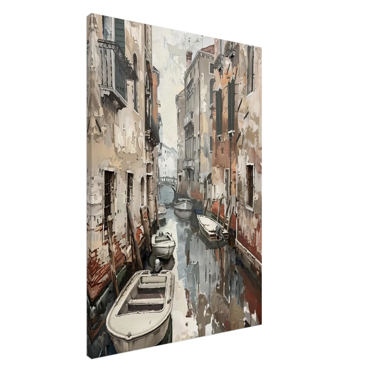 Venetian Canal Serenity – Gondola Boats Wall Art Print - Canvas - 70x100 cm / 28x40″ - 