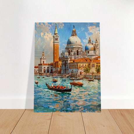 Venetian Grandeur – Gondolas on the Grand Canal Wall Art Print - Brushed Aluminum Print - 45x60 cm / 18x24″ - 