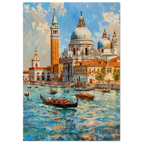 Venetian Grandeur – Gondolas on the Grand Canal Wall Art Print - Fine Art Poster - 70x100 cm / 28x40″ - 