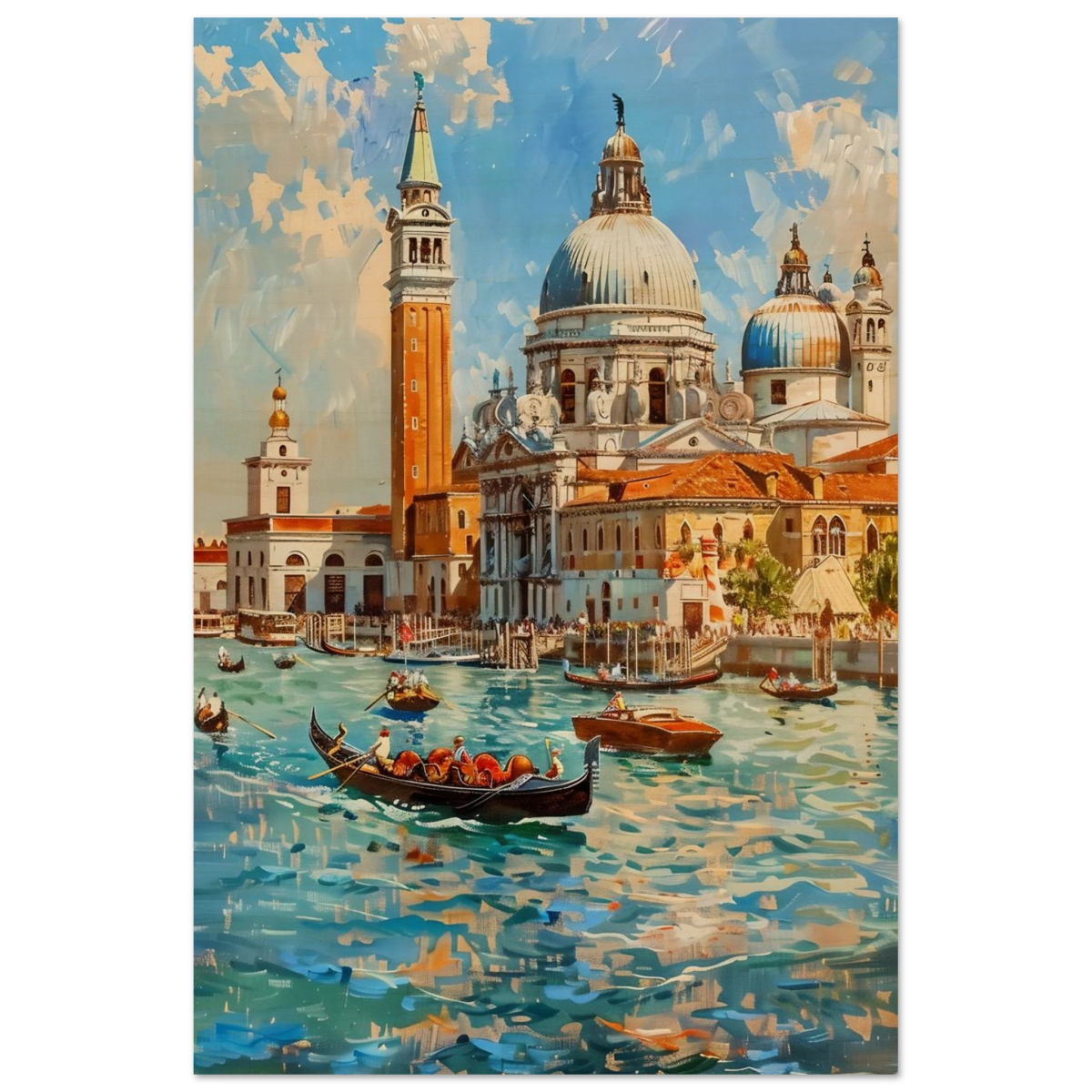 Venetian Grandeur – Gondolas on the Grand Canal Wall Art Print - Wood Prints - 20x30 cm / 8x12″ - 