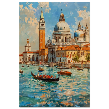 Venetian Grandeur – Gondolas on the Grand Canal Wall Art Print - Wood Prints - 20x30 cm / 8x12″ - 