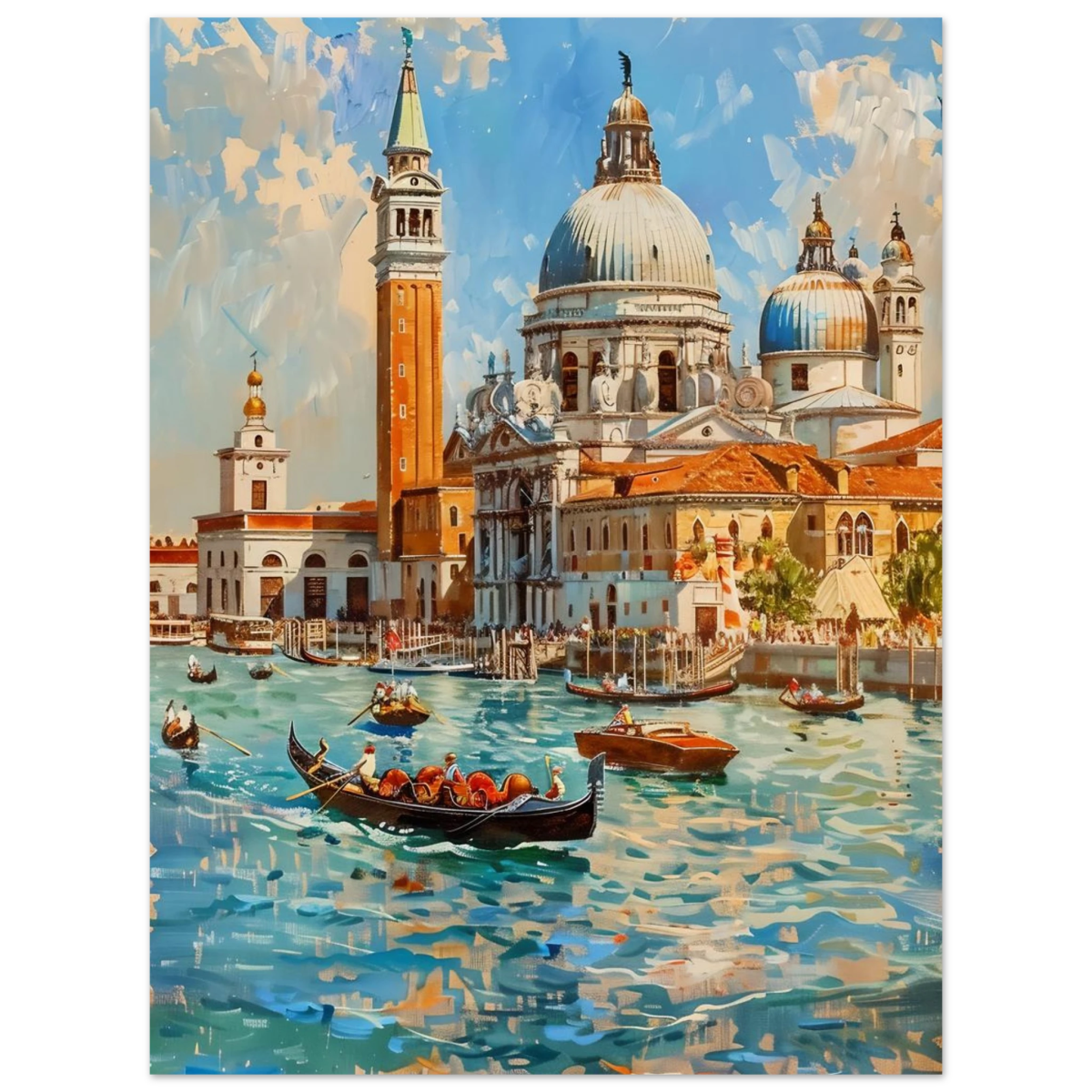 Venetian Grandeur – Gondolas on the Grand Canal Wall Art Print - Fine Art Poster - 45x60 cm / 18x24″ - 