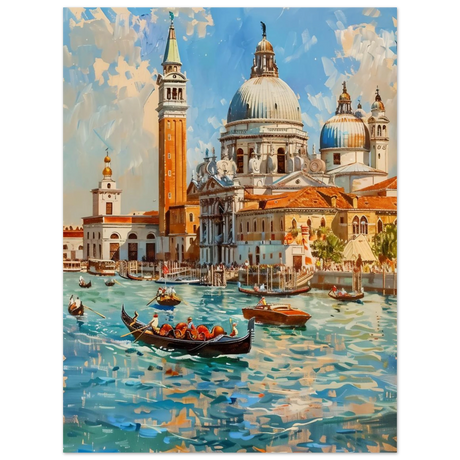 Venetian Grandeur – Gondolas on the Grand Canal Wall Art Print - Fine Art Poster - 45x60 cm / 18x24″ - 