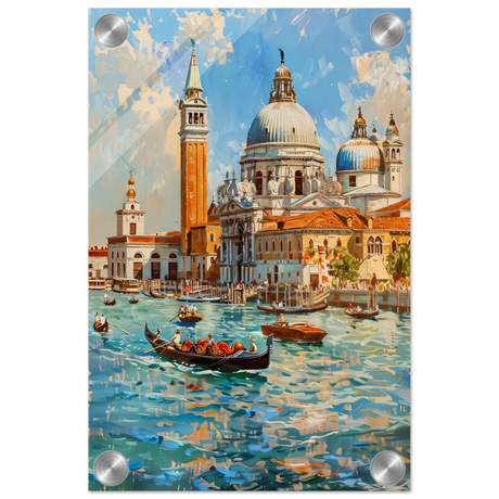 Venetian Grandeur – Gondolas on the Grand Canal Wall Art Print - Acrylic Print - 20x30 cm / 8x12″ - 