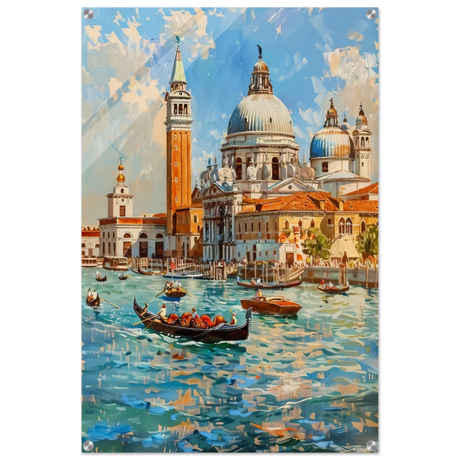 Venetian Grandeur – Gondolas on the Grand Canal Wall Art Print - Acrylic Print - 60x90 cm / 24x36″ - 