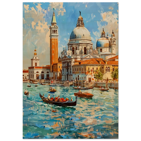 Venetian Grandeur – Gondolas on the Grand Canal Wall Art Print - Wood Prints - 70x100 cm / 28x40″ - 