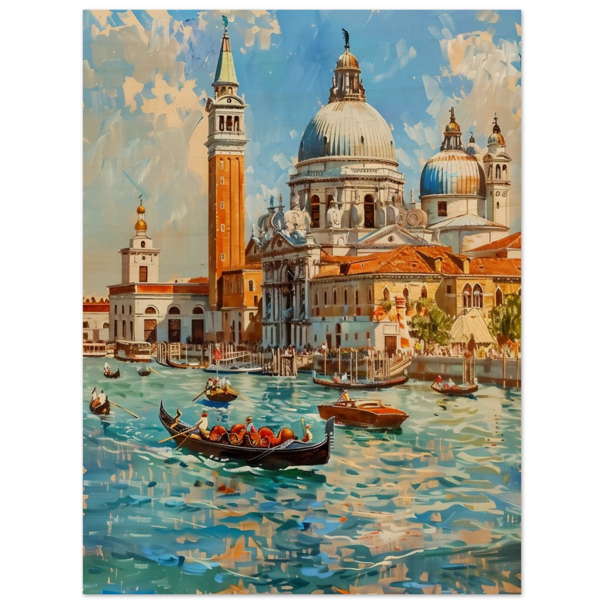 Venetian Grandeur – Gondolas on the Grand Canal Wall Art Print - Wood Prints - 45x60 cm / 18x24″ - 