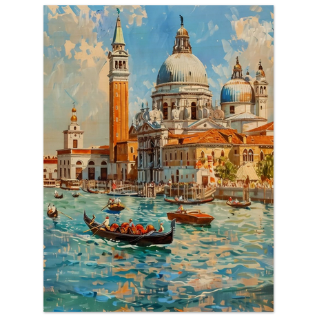 Venetian Grandeur – Gondolas on the Grand Canal Wall Art Print - Wood Prints - 45x60 cm / 18x24″ - 