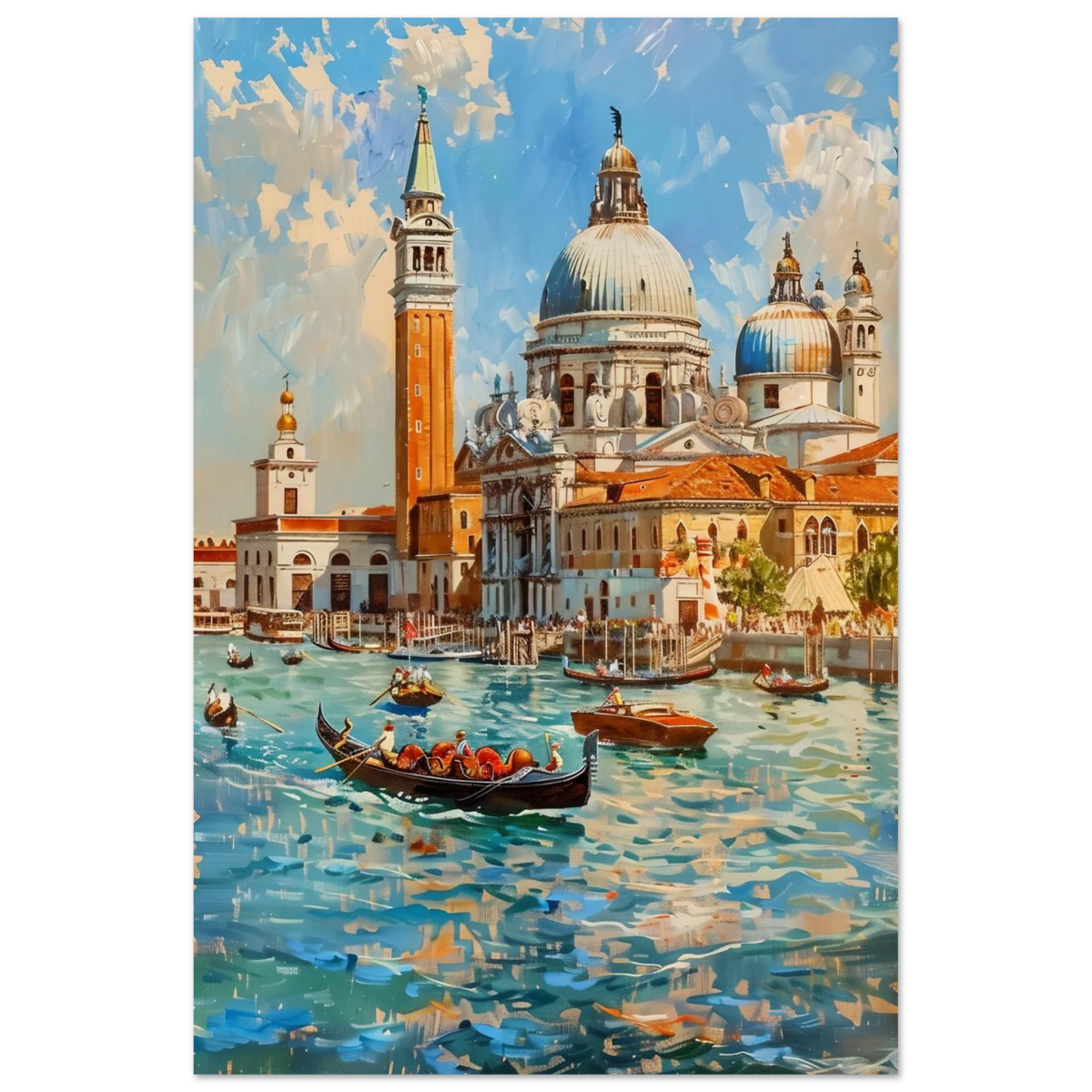 Venetian Grandeur – Gondolas on the Grand Canal Wall Art Print - Fine Art Poster - 60x90 cm / 24x36″ - 