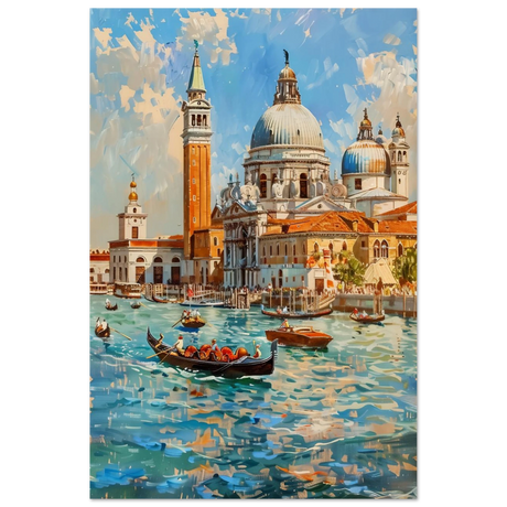 Venetian Grandeur – Gondolas on the Grand Canal Wall Art Print - Fine Art Poster - 60x90 cm / 24x36″ - 