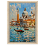 Venetian Grandeur – Gondolas on the Grand Canal Wall Art Print - Framed Canvas - 30x45 cm / 12x18″ - Wood frame