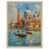 Venetian Grandeur – Gondolas on the Grand Canal Wall Art Print - Framed Canvas - 45x60 cm / 18x24″ - Wood frame