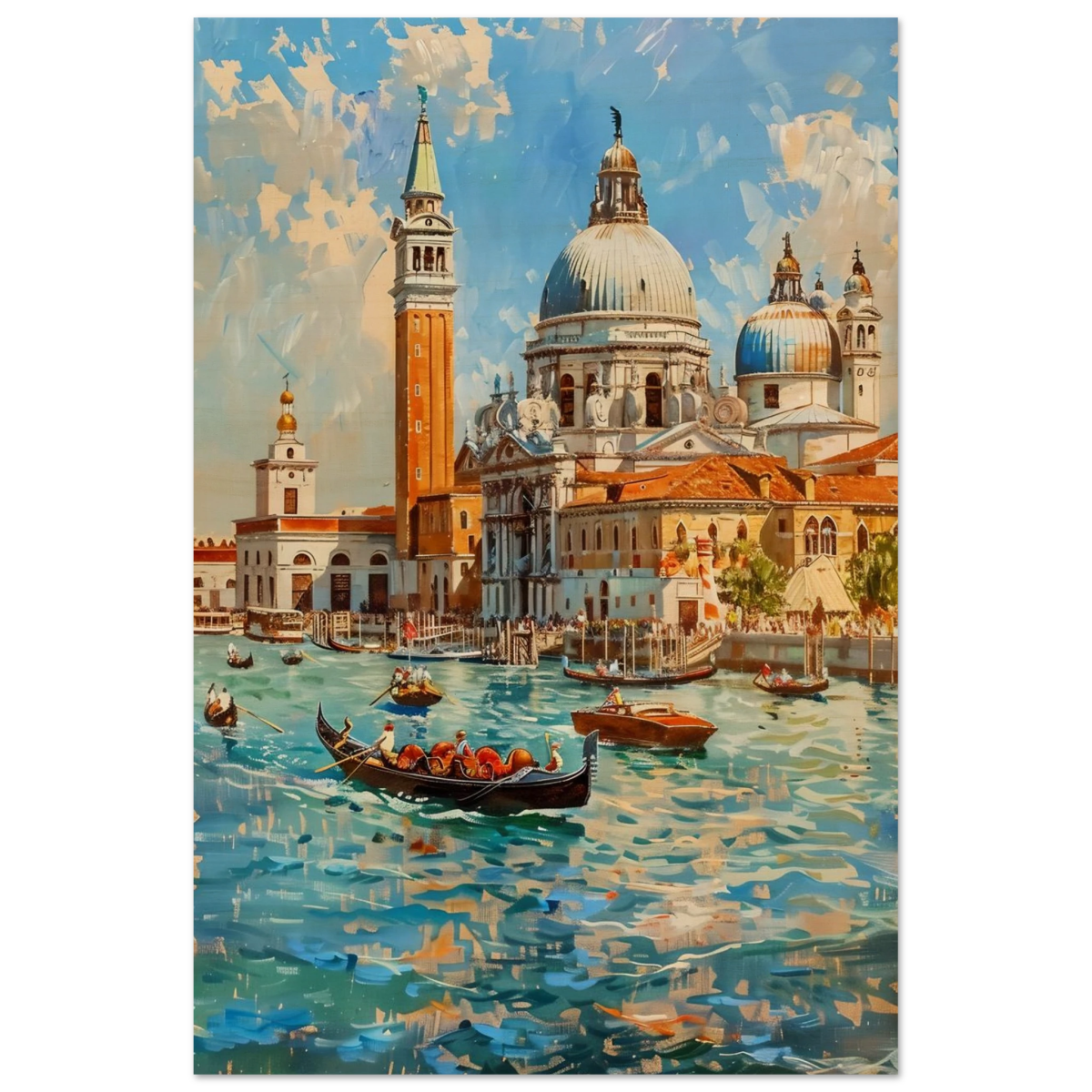 Venetian Grandeur – Gondolas on the Grand Canal Wall Art Print - Wood Prints - 60x90 cm / 24x36″ - 