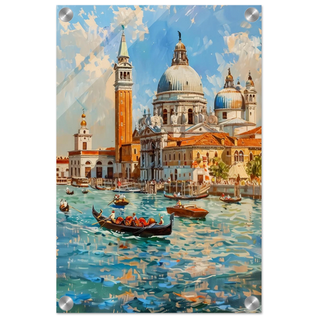 Venetian Grandeur – Gondolas on the Grand Canal Wall Art Print - Acrylic Print - 30x45 cm / 12x18″ - 