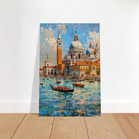Venetian Grandeur – Gondolas on the Grand Canal Wall Art Print - Brushed Aluminum Print - 60x90 cm / 24x36″ - 