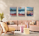 "Venetian Waters – Set of 3" – Abstract Gondola Serenity | wall art trio set - Canvas - 30X45 CM / 12X18″ - 