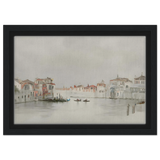 Venetian Whispers – Serene Canal Wall Art Print - Framed Canvas - 20x30 cm / 8x12″ - Black frame