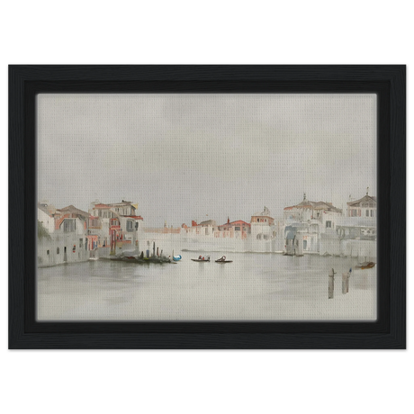 Venetian Whispers – Serene Canal Wall Art Print - Framed Canvas - 20x30 cm / 8x12″ - Black frame