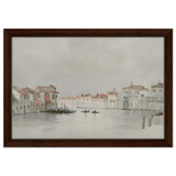 Venetian Whispers – Serene Canal Wall Art Print - Framed Canvas - 30x45 cm / 12x18″ - Dark wood frame