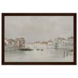 Venetian Whispers – Serene Canal Wall Art Print - Framed Canvas - 40x60 cm / 16x24″ - Dark wood frame