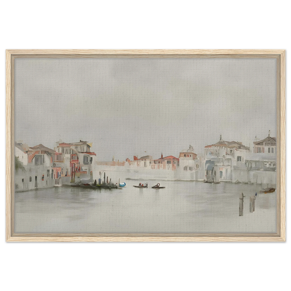 Venetian Whispers – Serene Canal Wall Art Print - Framed Canvas - 50x75 cm / 20x30″ - Wood frame