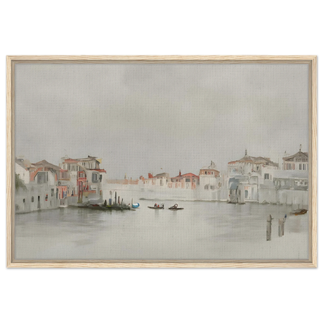 Venetian Whispers – Serene Canal Wall Art Print - Framed Canvas - 60x90 cm / 24x36″ - Wood frame