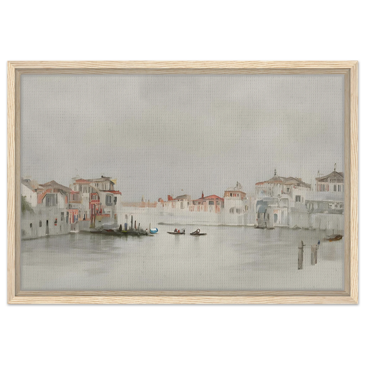 Venetian Whispers – Serene Canal Wall Art Print - Framed Canvas - 40x60 cm / 16x24″ - Wood frame