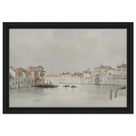 Venetian Whispers – Serene Canal Wall Art Print - Framed Canvas - 30x45 cm / 12x18″ - Black frame