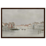 Venetian Whispers – Serene Canal Wall Art Print - Framed Canvas - 60x90 cm / 24x36″ - Dark wood frame