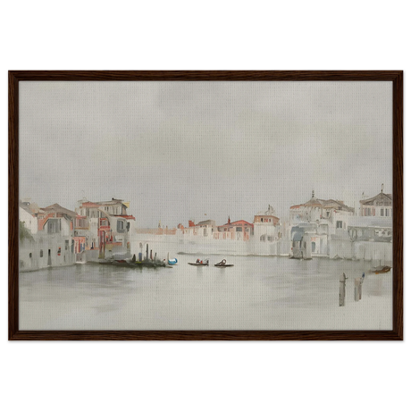 Venetian Whispers – Serene Canal Wall Art Print - Framed Canvas - 60x90 cm / 24x36″ - Dark wood frame