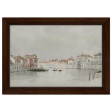 Venetian Whispers – Serene Canal Wall Art Print - Framed Canvas - 20x30 cm / 8x12″ - Dark wood frame